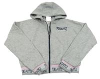 Svetlosivá melírovaná prepínaci crop mikina s logom a kapucňou Pineapple