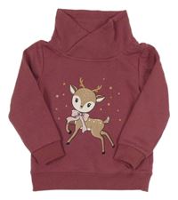 Fialová mikina s jelínkem a golierom Dopodopo