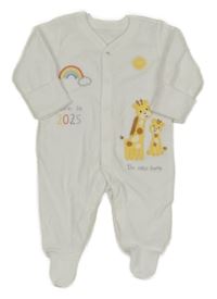 Biely zamatový overal s žirafami  Nutmeg