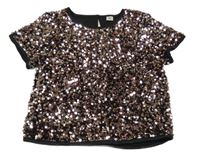 Černo-růžové tričko s flitry Tu