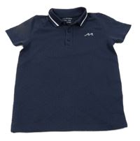 Tmavomodré žebrované polo tričko s vlnou Primark