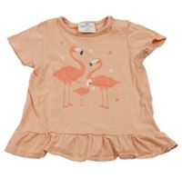 Růžové tričko s plameňáky Topomini