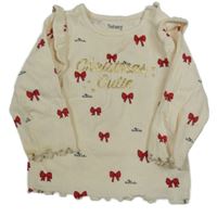 Béžové žebrované triko s mašlemi a nápisem Nutmeg