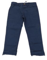 Nové - Tmavomodré plátenné chino nohavice Dunnes