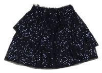 Tmavomodrá sukňa s flitrami