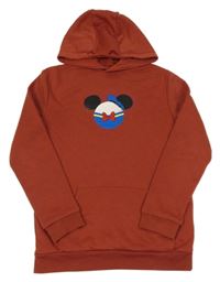 Tehlová mikina s Donldem/Mickeym a kapucňou Primark
