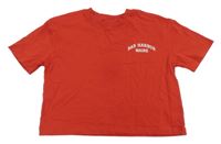 Červené crop tričko s nápisom Primark