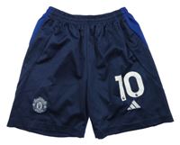 Tmavomodré fotbalové kraťasy s číslem Manchester United Adidas