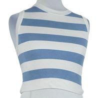 Dámský smetanovo-modrý pruhovaný svetrový crop top Zara 