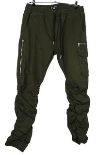 Pánske khaki cargo nohavice s vreckami Much More