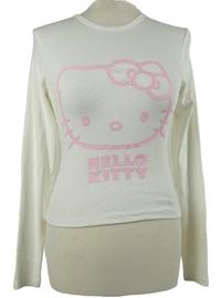 Dámské bílé žebrované crop triko s Hello Kitty Sanrio 