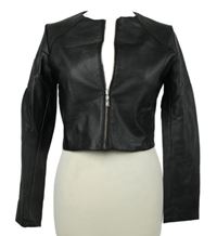 Dámská černá koženková crop bunda 