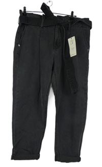 Nové - Dámské tmavošedé crop rifle s páskem