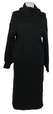 Dámské černé žebrované svetrové šaty s rolákem Asos 