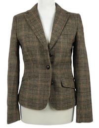 Dámské hnědé kostkované vlněné sako H&M