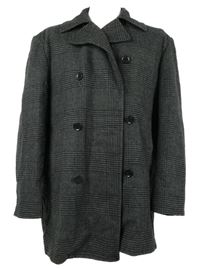 Pánsky tmavosivý kockovaný vlnený kabát