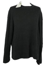 Nové - Dámsky tmavosivý rebrovaný oversized sveter Pull & Bear