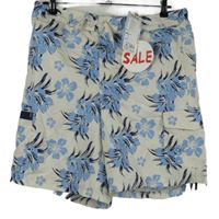 Pánske béžovo-modré kvetované plážové kraťasy s vreckami Ocean Pacific