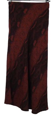 Dámska vínovo-čierna vzorovaná midi sukňa Shein