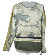 Dámsk béžovo-khaki vzorovaná mikina so sieťovinou a kamienkami Gil&Joy