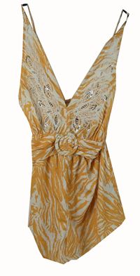 Dámský oranžovo-bílý vzorovaný letní overal s krajkou River Island 