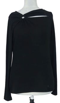 Dámske čierne rebrované tričko so sponou F&F