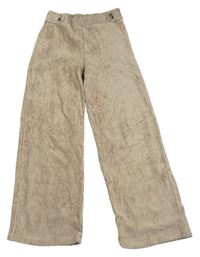 Béžové rebrované zamatové nohavice Zara
