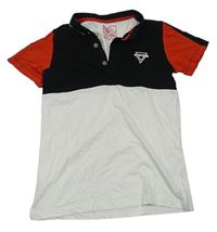 Čierno-červeno-biele polo tričko s potlačou Matalan