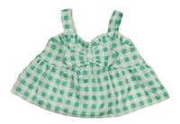 Zeleno-biely kockovaný crop top Shein