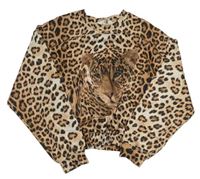 Béžová crop mikina s leopardím vzorom a leopardom H&M