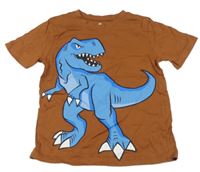 Hnědé tričko s dinosaurem H&M