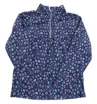 Tmavomodrá fleecová funkčná mikina s fľakmi Mountain Warehouse