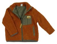 Hrdzavá huňatá pdšitá prepínaci mikina s vreckom TU