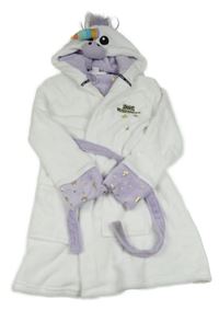 Bílo-fialový chlupatý župan-jednorožec