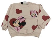 Světlerůžová oversize mikina se srdíčky a Minnie Zara