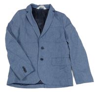 Modré melírované ľanové sako H&M