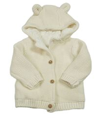 Smetanový podšitý propínací svetr s kapucí M&S