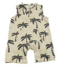 Světlebéžový kraťasový overal s palmami F&F