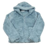 Modrá kožešinová podšitá bunda s kapucí H&M