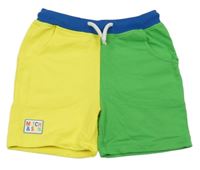 Zeleno-žlto-modré teplákové kraťasy Mitch&Son