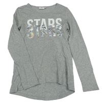 Sivé melírované tričko s nápismi Tom Tailor