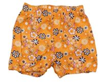 Oranžové plátenné kraťasy s kvetinami Topomini