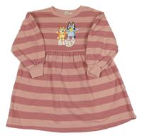 Růžovo-starorůžové pruhované šaty s Bluey H&M