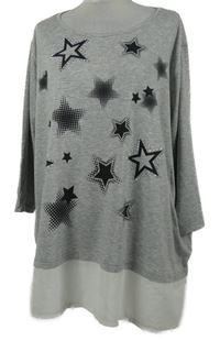 Dámska sivo-biela tunika s hviezdami a kamienkami Janina vel. 54