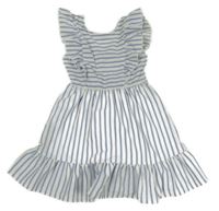 Bílo-modré pruhované pružné šaty C&A