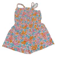 Růžovo-oranžovo-modrý vzorovaný kraťasový overal Primark