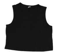 Čierny rebrovaný crop top Shein