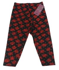 Černo-červené květované legíny Matalan