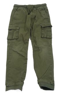 Khaki plátěné cuff cargo kalhoty Denim Co.