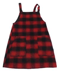 Čierno-červené kockované vlnené šaty Next